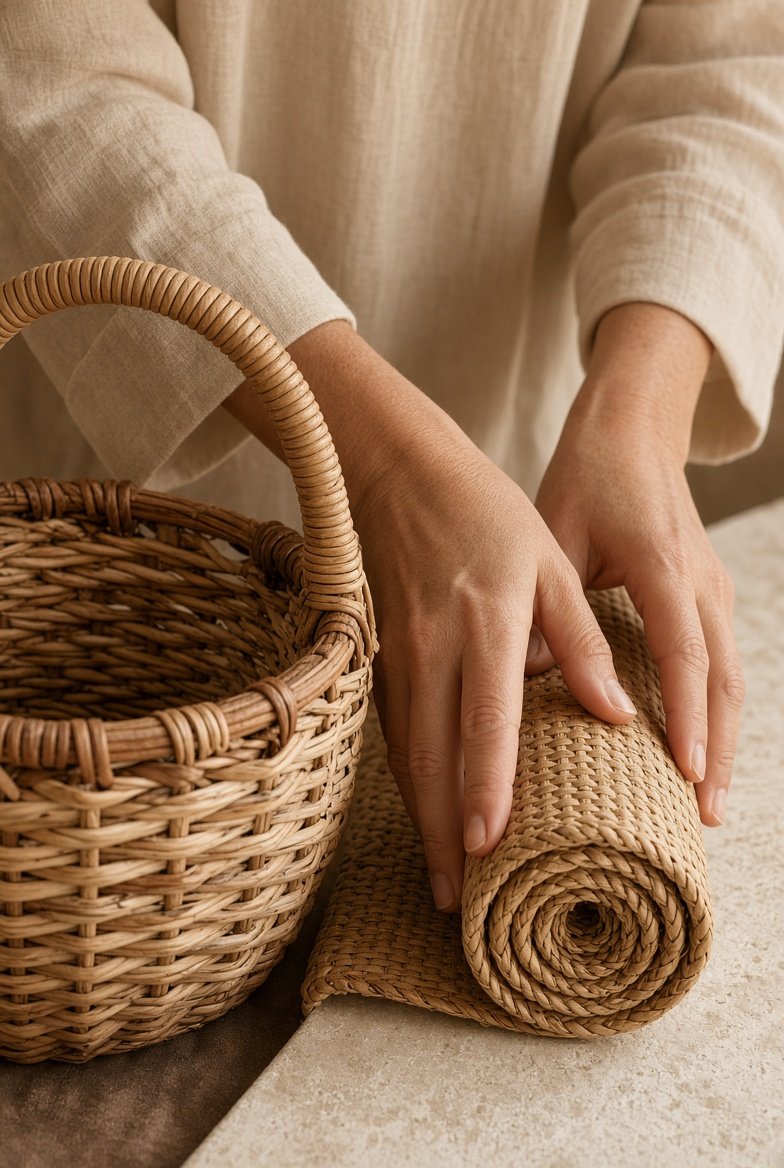 Rattan baskets and trays