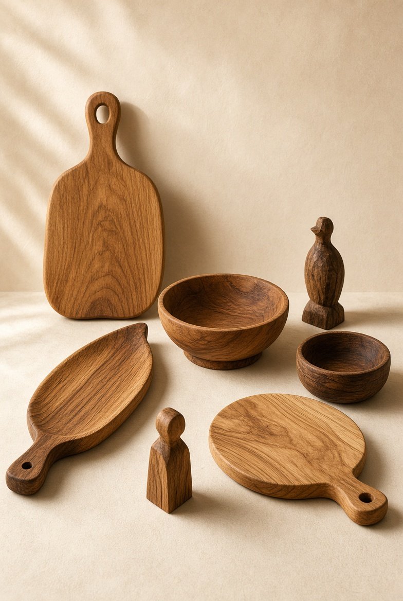 Carved bowls and figures